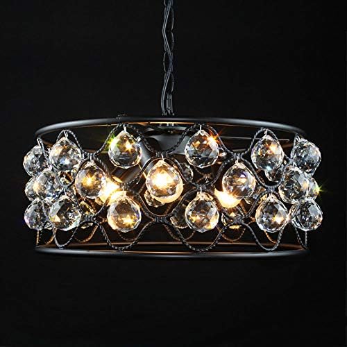 WRMING® 3 Lights Black Retro Iron Chandelier Crystal Ceiling Light Chandelier Bedroom Living Room Chandelier Decorative Lights