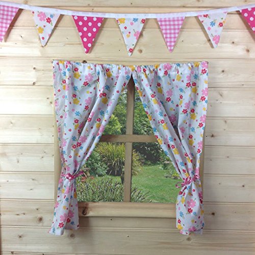 Preisvergleich Produktbild Kinderspielhaus Vorhänge, Sommerblumen, inklusive Vorhanggarnitur, Wendy-House / Sommer-Haus