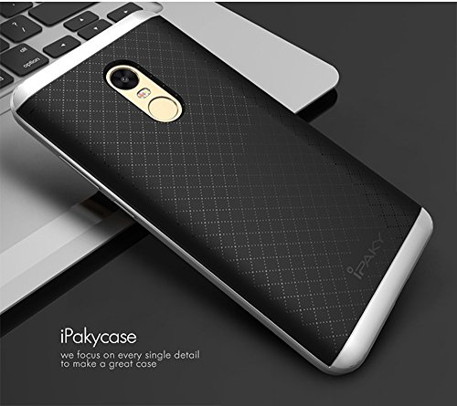Xiaomi Redmi Note 4 Funda  Ipaky Protecci  n interna TPU Flexible  Ultra Resistente  Marco Exterior R  gido PC efecto Metal  Anti Golpes  Carcasa H  brida Bumper Redmi Note 4 - Plata