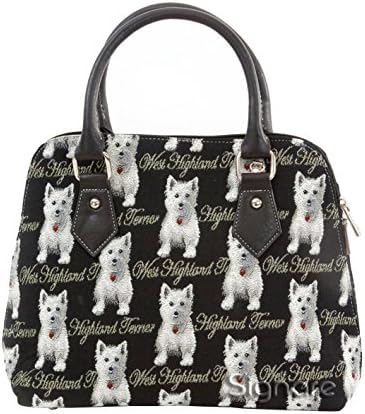 Ladies Fashion Handbags Shoulder bags Canvas Westie Dog (Convertible)