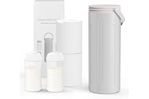 SANEWE Portable Breast Milk Cooler for Outdoor, 22oz Larger Capacity Travel Breastmilk Chiller with 2pcs, 360°Total Cooling for 24Hours, Baby Bottles for Breastmilk Storage, Breastfeeding Essential
