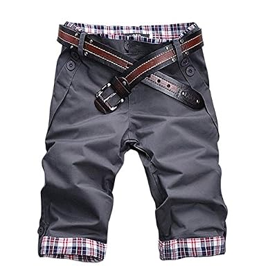 Minetom Homme Shorts Slim Fit Pantalon Style Décontracté Pour Travailler Casual sans Ceinture ( Gris EU XL )