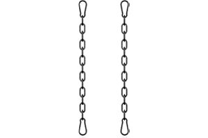 ZERONINE Stainless Steel Gate Chain Lock,2Pcs 4mm Heavy Duty Metal Chains for Hanging,20 Inch Galvanized Steel Welded Link Chain Lift for Fence Gate,Garage Doors,Swing Chain,Bicycle Security Lock,Black
