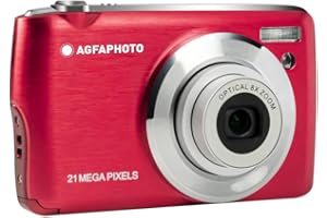 AGFAPHOTO AGFA PHOTO Realishot DC8200 - Fotocamera Digitale Compatta, 18MP, Video Full HD, Schermo LCD 2.7'', Zoom Ottico 8X, Batteria al Litio e Scheda SD 16GB - Rosso