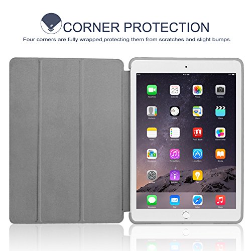 Hülle für iPad Air 2 iPad 6th Generation CICMOD® Smartcover Case Tasche Schutzhülle Etui Auto Aufwachen/Schlaf Funktion mit Multi Ständer und Anti-Stoß weiche TPU Rückseite (Grau) - 2