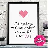 DU - hochwertiger Kunstdruck in DIN A4 mit schwarzem Rahmen – liebevolles Geschenk zum Geburtstag Jahrestag Hochzeitstag Valentinstag Weihnachten für Mann & Frau Freund & Freundin