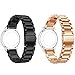 Produktbild ECSEM Replacement 2pcs Premium Solid Stainless Steel Watch Bands Metal Straps Bracelets - Choices of Color & Width (22mm) -3beads (Black+Rose Gold)