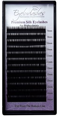 Silk Individual Eyelash Extension Tray B CURL 0.20mm Thickness (Medium thickness) x 8-14mm Mix Lengths for Individual Eyelash Extensions EYELUVLASHES