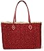 Produktbild FISH IN THE SEA Strandtasche Glitzer Shopper XXL Ibiza Korbtasche Eckig Rot Natur