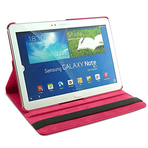 COOVY® 360° ROTATION COVER FÜR SAMSUNG GALAXY NOTE 10.1 EDTION 2014 SM-P6000 SM-P6010 SM-P6050 SM-P600 SM-P601 SM-P605 SMART HÜLLE TASCHE ETUI CASE SCHUTZ STÄNDER Farbe hotpink - 6