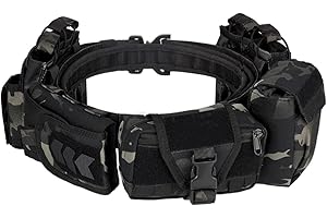 CreativeBlocker 5-in-1 Multifunktionale Taktische Gürteltasche, Abnehmbarer Verstellbarer Airsoft Taktischer Gürtel, Militär Polizei Dienstgürtel, für Outdoor Sport Paintball (CP Camo)