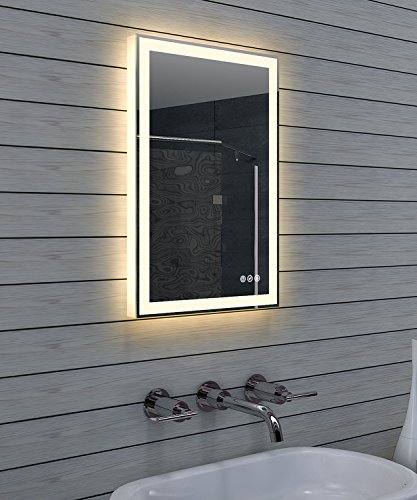 Design Badezimmerspiegel mit Dimmer, Warm- und Kaltweiß und Touchschalter 40 x 60 cm - 3