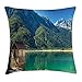 Produktbild Yinorz Italy Throw Pillow Cushion Cover, Predil Alpine Lake North Italy Slovenian Border Julian Alps Idyllic Scenery, Decorative Square Accent Pillow Case, 18 X 18 inches, Sea Green Blue Ivory