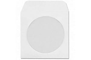Four Square Media 100 CD Paper Sleeves White with Window and Flap - 100 pack