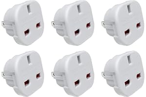 Jsdoin UK to US Plug Adaptor 3 pin to 2 Pin Flat Travel Adapter for USA, Canada, Mexico, Thailand, Refer to Description for country list US (6 Pack)