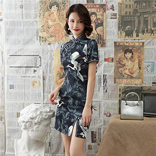 RSM Chinese Dress for Women Elegant Dragon Crane 2020 News Qipao Vestidos Party Wedding Dresses Cheongsam Split Aodai Style Sexy,Crane Dress,L