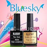 Acabado espejo. Bluesky Top Coat y mate Soak Off UV/LED Gel de uñas Set 10 ml