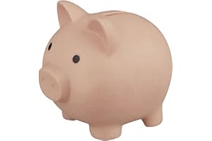 Leling cerdo – Hucha original banco dinero cerdo plástico, alcancía cerdo para niños, regalo para niños, niñas y adultos, gifts, marrón, L