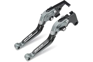 MOTORFISH Levier de frein à main réglable, pliable et extensible en aluminium pour Yamaha MT-09 2014-2023 (titane, MT-09 2014-2020)