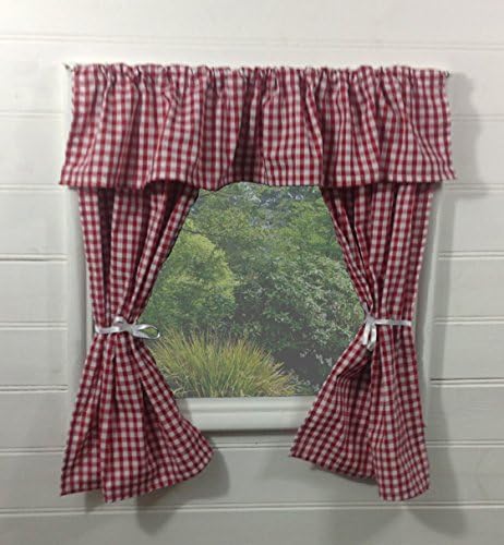 GooseBoose KIDS PLAYHOUSE CURTAINS ~ RED GINGHAM WITH PELMET ~ INCLUDES FITTINGS ~ WENDY HOUSE/SUMMER HOUSE