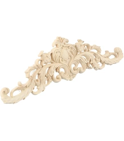 1pc Bois Sculpté Moulures décoratives en bois sculpté Moulures longue Onlay Applique Unpainted Cadre porte décor de style européen Applique Home Decor Cadre d'angle Onlay Unpainted Furniture