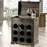Design Wein Flaschen Aufbewahrung Regal Holz Truhe braun Metallbeschlag Kolonial Stil Harms 304004 - 2