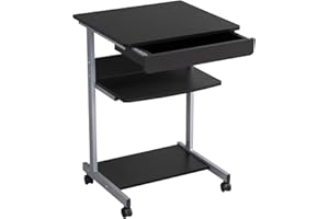 Yaheetech Scrivania per Computer Scrivania ad Angolo Angolare da Ufficio 56 x 51 x 79,5 cm Mobile Studio Porta pc con Ruote Tastiera Scorrevole Postazioni da Lavoro Nero