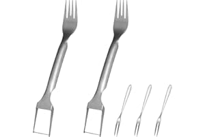 Eniyou 2 Pcs Taglia Anguria a Cubetti 2 In 1 Per Affettare Melone In Acciaio Inossidabile Testa Taglierina a Forchetta Strumento Per Tagliare Di Anguria Frutta a Doppia Con Forchette Frutta Da Dessert