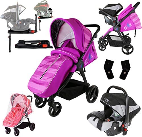 iSafe Sail Stroller - Plum Travel System Includes Carseat, ISOFIX Base Bumper Bar Rain cover Bootcover