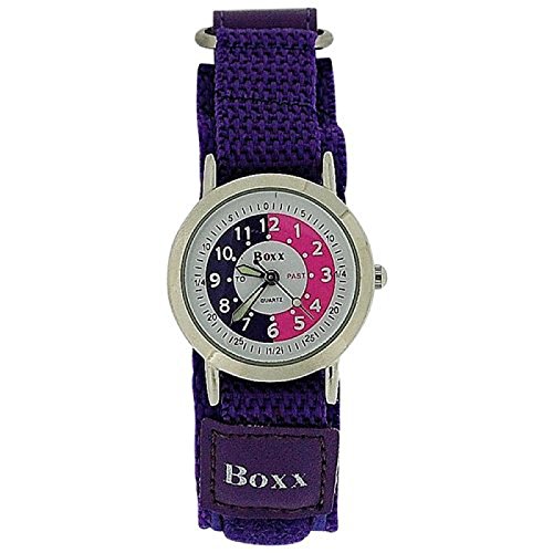 Boxx Mdchen Lernuhr, viol. & w. Zifferblatt, Klettverschluss