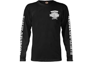WISCONSIN HARLEY-DAVIDSON Harley-Davidson Men's Skull Lightning Crest Graphic Long Sleeve Shirt, Black