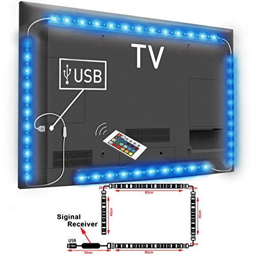 TOP-MAX 2x50cm and 2x60cm IR Fernbedienung TV Hintergrundbeleuchtung LED Streifen licht RGB 5050 DC 5V Stimmungsbeleuchtung Farbwechsel für TV Computer