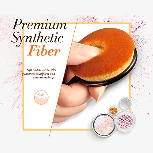 Oval Make-up Pinsel Set, Omorc 10 Stück Professionelle Foundation Concealer Verblender Pinsel Flüssiges Pulver Creme Kosmetik Pinsel, Zahnbürste geschwungene Make up Pinsel Augenbrauen Pinsel für Gesicht - 6
