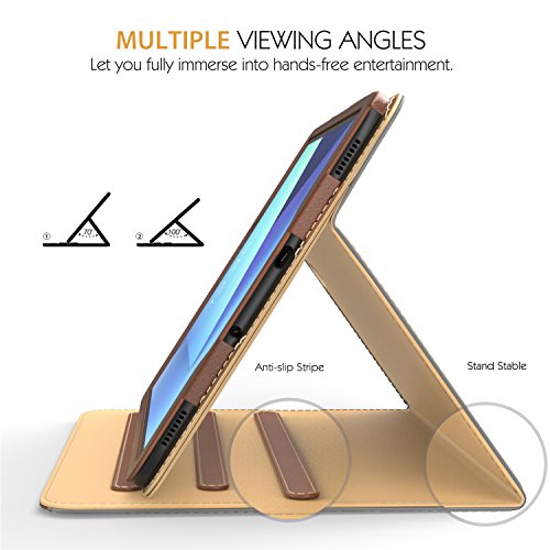 MoKo Samsung Galaxy Tab S3 9.7 Hülle – Schlank Folding Kunstleder Schutzhülle Leder Hülle Tasche Ledertasche Etui Smart Case Cover mit Standfunktion Dokumentschlitze Auto Sleep/Wake up Funktion für Samsung Galaxy Tab S3 9.7 Zoll 2017 (SM-T820 / T825, Keine Stiftversion), Grau & Braun - 3