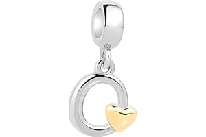 Symretie Femmes 925 Charm Pendentif en argent sterling lettres A-Z Beads Charms Compatible avec les bracelets européens et le collier
