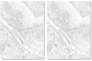 PAGNANNO. Pagnanno Hob Covers Chopping Board Pack of 2 - Versatile Kitchen Board Glass Worktop Savers - Heat Resistant Sink Boards, Worktop Protectors - Marble Effect Grey (Design 14, 50x40CM)