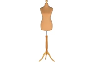 Display Guru Tailor Dummy torso UK Dress Size 12/14 Light Wood TRIPOD Gold