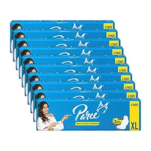 Paree Dry Feel Sanitary Pads For Heavy Flow 6 Pads- XL (Combo of 10)
