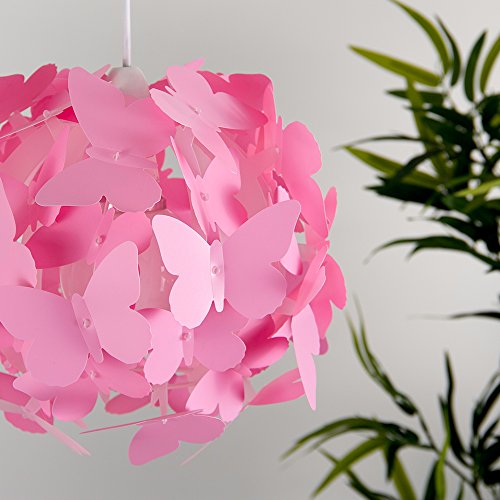 MiniSun – Moderner und rosa Lampenschirm für Kinderzimmer mit Schmetterlingenmotiv – für Hänge- und Pendelleuchte - 4