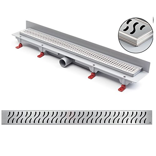 Preisvergleich Produktbild MKK - 20027-005 -"HARMONY" Bodenablauf Linear Duschrinne Duschablauf Edelstahl Boden Dusche Ablaufrinne Wandmontage 650 mm glänzend