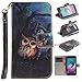 Produktbild Skytar Samsung SM-J320FZ Schutzhülle,Case für Galaxy J3,Folio Case Cover mit Support-Funktion & Lanyard PU Leder Hülle für Samsung Galaxy J3 (2016) Duos SM-J320F Handytasche Etui,Ölgemälde-Eule