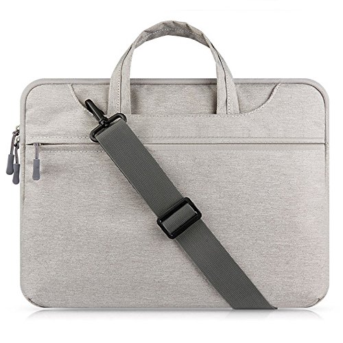GADIEMENSS Water-resistant Laptop Shoulder Briefcase Bag Portable Computer case handbag 15 6  Gray