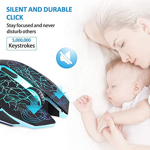 M2 Inal  mbrico Rat  n  Recargable con Silencioso Rat  n   ptico Gaming Wireless Mouse con receptor nano 6 Botones para Ordenador Mac Notebook Desktop Laptop