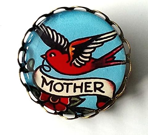 Mother Brooch Vintage Style Pin/Badge Tattoo Bird Scroll Fly Wings Mum Gift BN