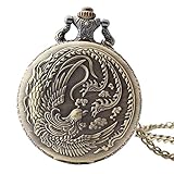 Easy Go Shopping Taschenuhr Klassische Runde Vintage Quarz Taschenuhr Bronze Herrenuhr mit Kette