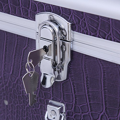 Songmics Kosmetikkoffer Trolley größe XL 2 in 1 croco lila JHZ03P - 6