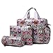 Miss Lulu 4 Piece Butterfly Baby Nappy Changing Bag Set (Grey)