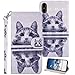 Produktbild ToMoYi iPhone XS Max Hülle, PU Leder Brieftasche Handy Schutzhülle Tasche Flip Wallet Case mit Standfunktion, Kartenfach und Magnetverschlus für Apple iPhone XS Max 6.5 Zoll Cover Design Kat Weiss