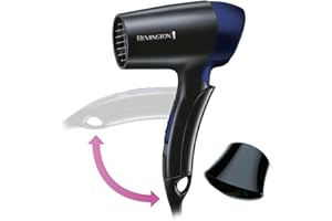 ‎REMINGTON Remington Haartrockner [extrem klein & klappbar] On The Go (1400 W, weltweite Spannungsanpassung 120/220-240V, Stylingdüse, 2 kombinierte Heiz- & Gebläsestufen) Reisehaartrockner D2400