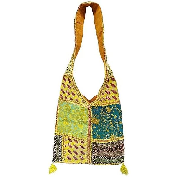 Rastogi Handicrafts Damen-Henkeltasche Large - Bunt Bestickt, Elefanten-Motiv, Baumwoll-Seide, 50x35x15 Cm
